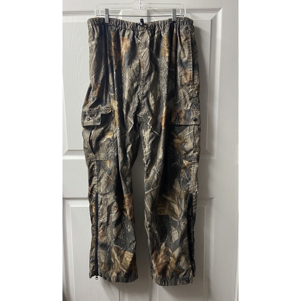 Field and Stream Pants Mens Large Pull on Lined Cargo Camoflauge Hunting Damaged